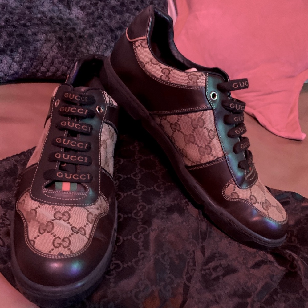 GUCCI FLORENCE MONOGRAM GG SIZE 12 SNEAKERS NEW